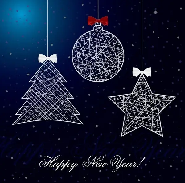 new year banner template flat geometric christmas baubles