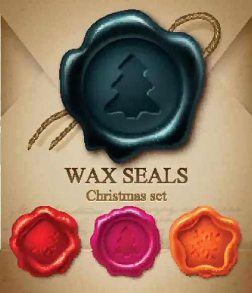 christmas wax seals design elements vector set