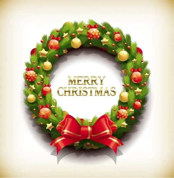 christmas wreath with decorations vecror illustration