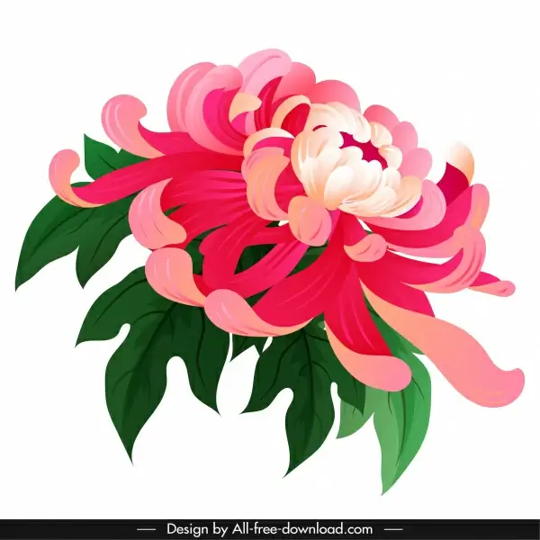 chrysanthemum petals painting colorful classical 3d sketch