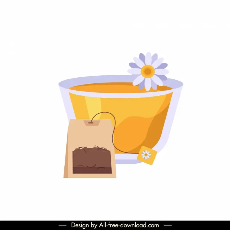 chrysanthemum tea icon flat classical elegant cup flower decor