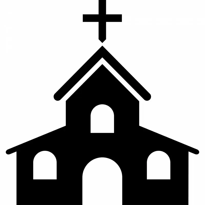 church sign icon flat black white geometric sketch