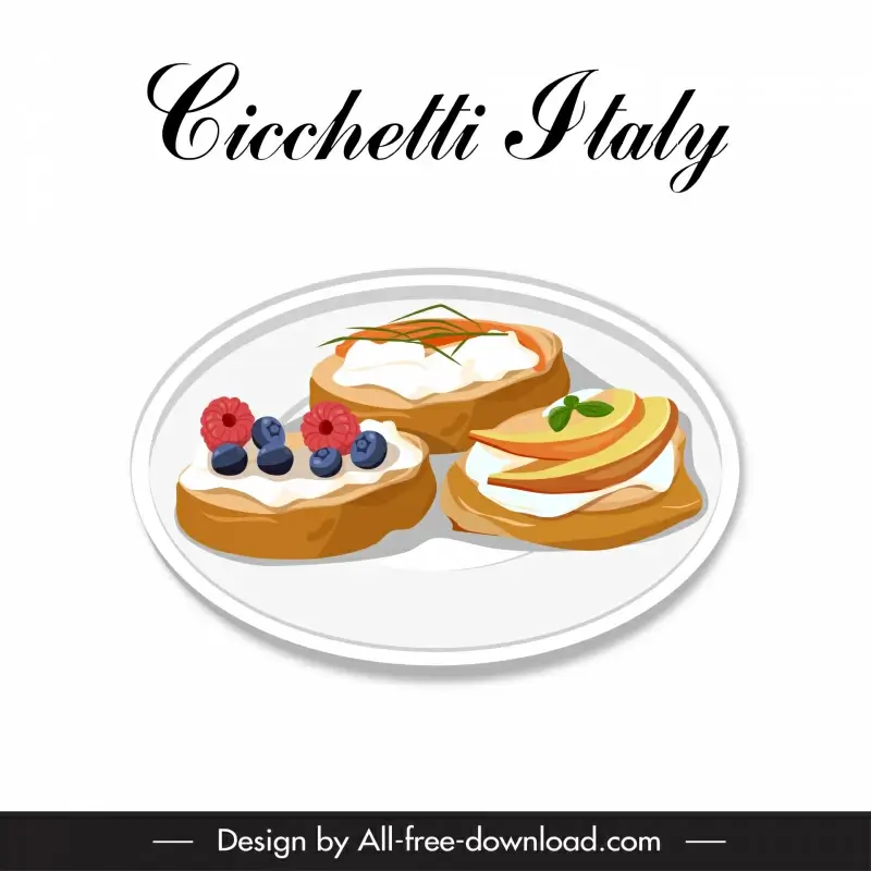 cicchetti italy cuisine design elements classical bread cream fruits decor