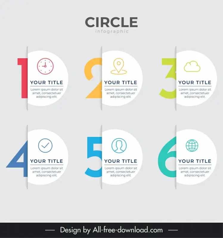 circle infographic template elegant round hidden papercut number layout