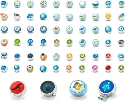 ui icons collection 3d colorful circles design