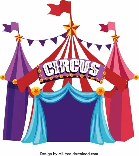 circus tent icon colorful classical design