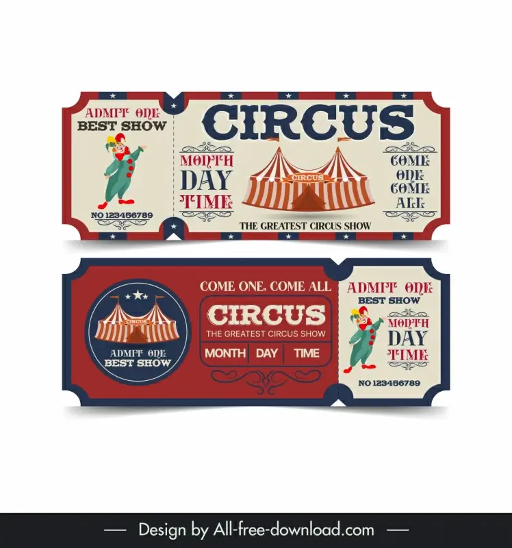 circus tickets templates flat elegant classic