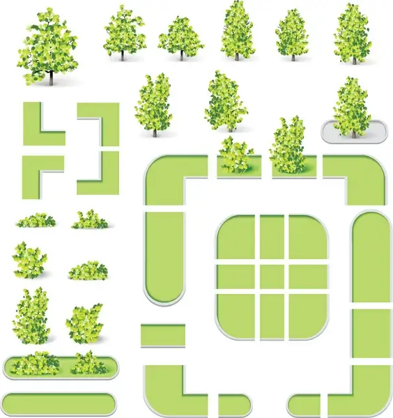 city map and green tree vector
