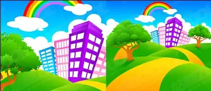 City on green hill rainbow