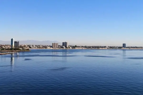 city skyline on oceanfront