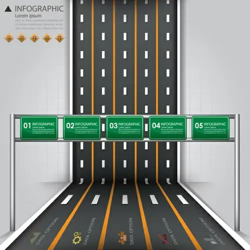 city street traffic infographic elements vector