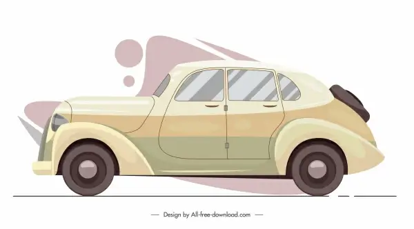classic car model icon colored flat sketch
