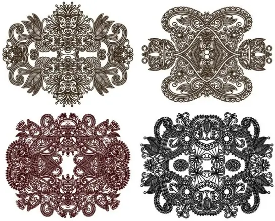 classic decorative patterns elements 01 vector