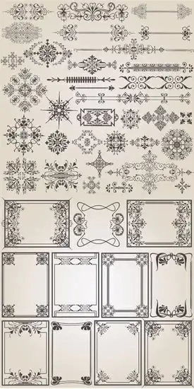 documents decor elements elegant vintage symmetrical shapes