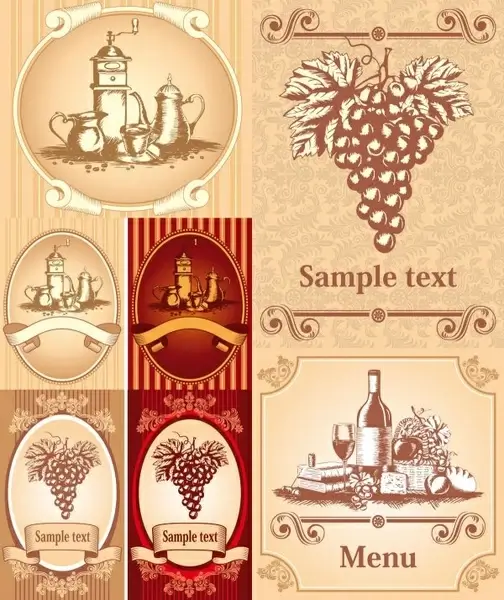classic europeanstyle wine bottle stickers vector