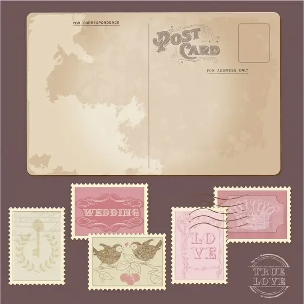 classic postcards and stamps vector