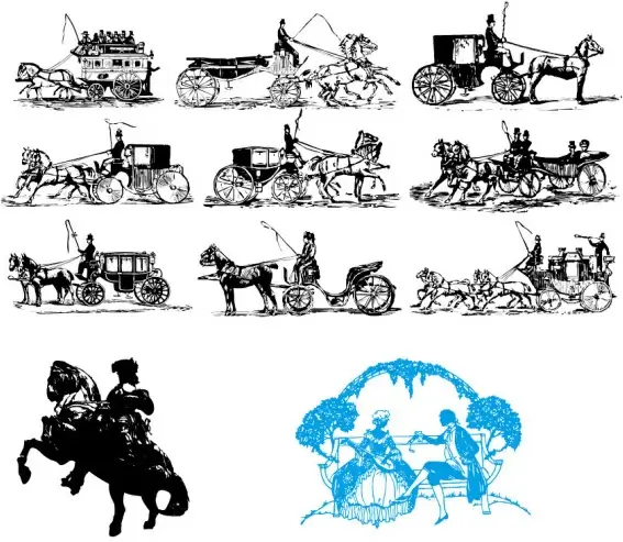 classical carriage silhouette vector