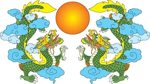 dragon background symmetric design classical oriental icons
