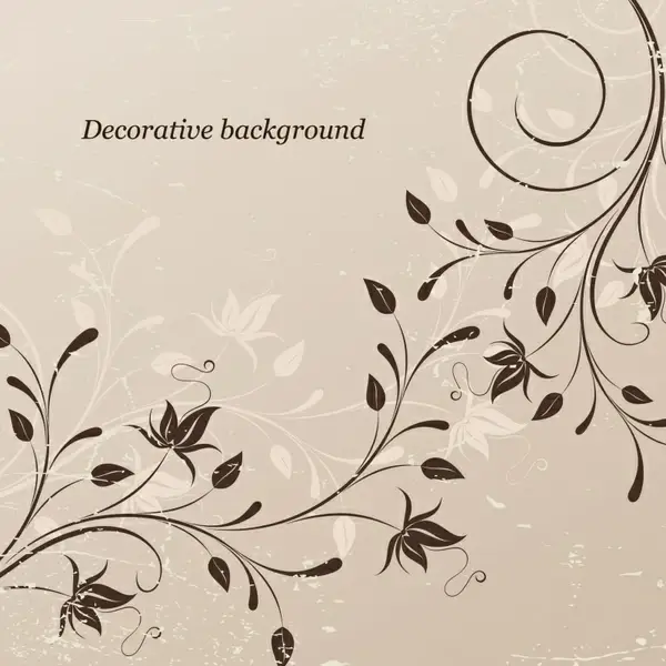 floral background template retro flat handdrawn sketch