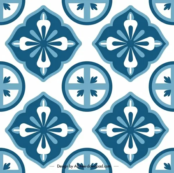 classical pattern template flat blue symmetrical repeating decor