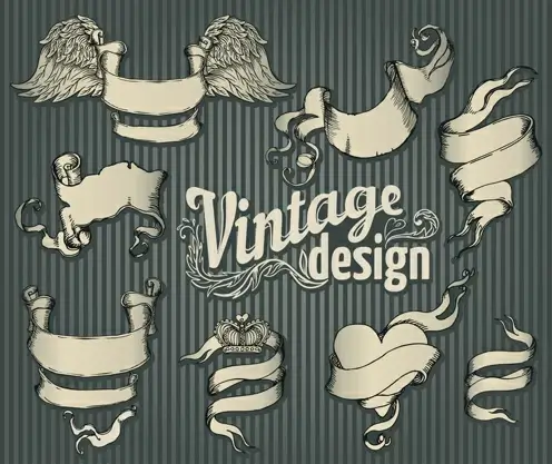 classical styles ribbons vector set