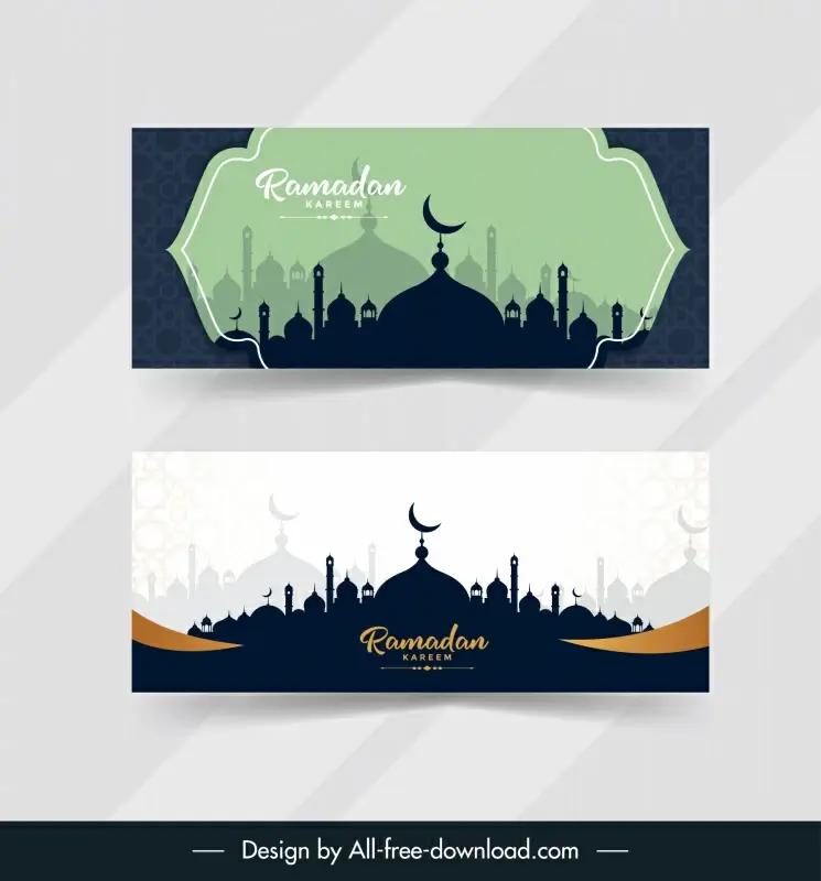 clean eid mubarak mosque banner silhouette arabic architectures design