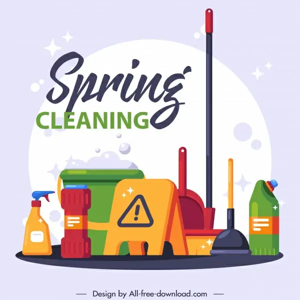 cleaning service advertising banner colorful flat emblems sketch