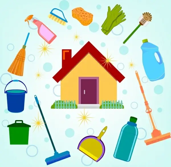 cleaning service design elements house icons various symbols