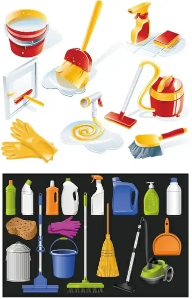 cleaning supplies icon vector