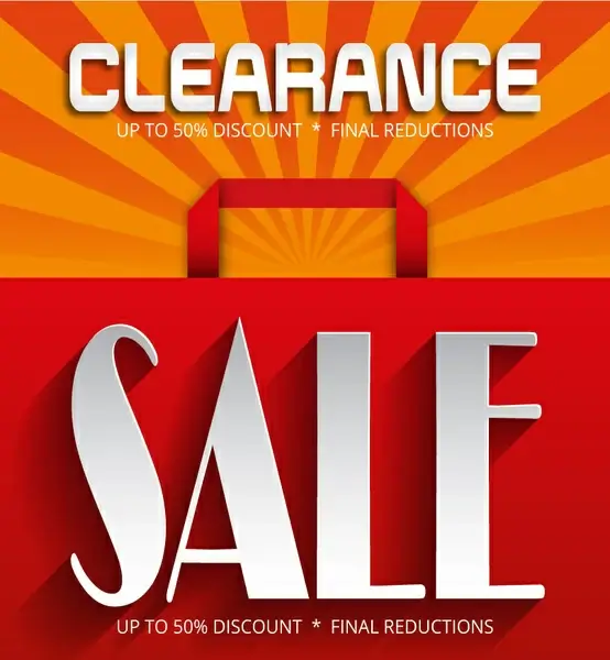 clearance sale with shopping bag on rays background