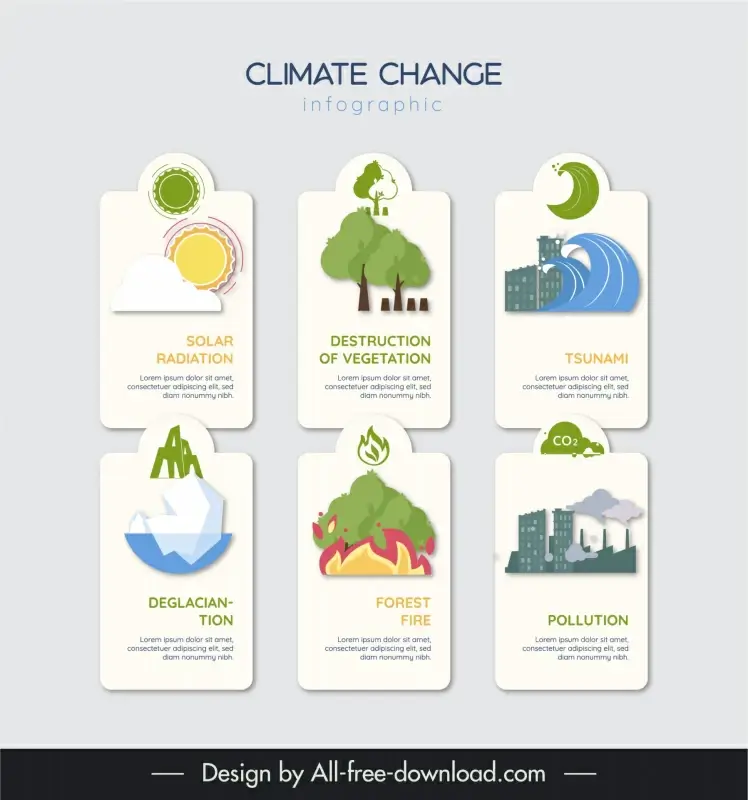 climate change infographics design elements flat papercut