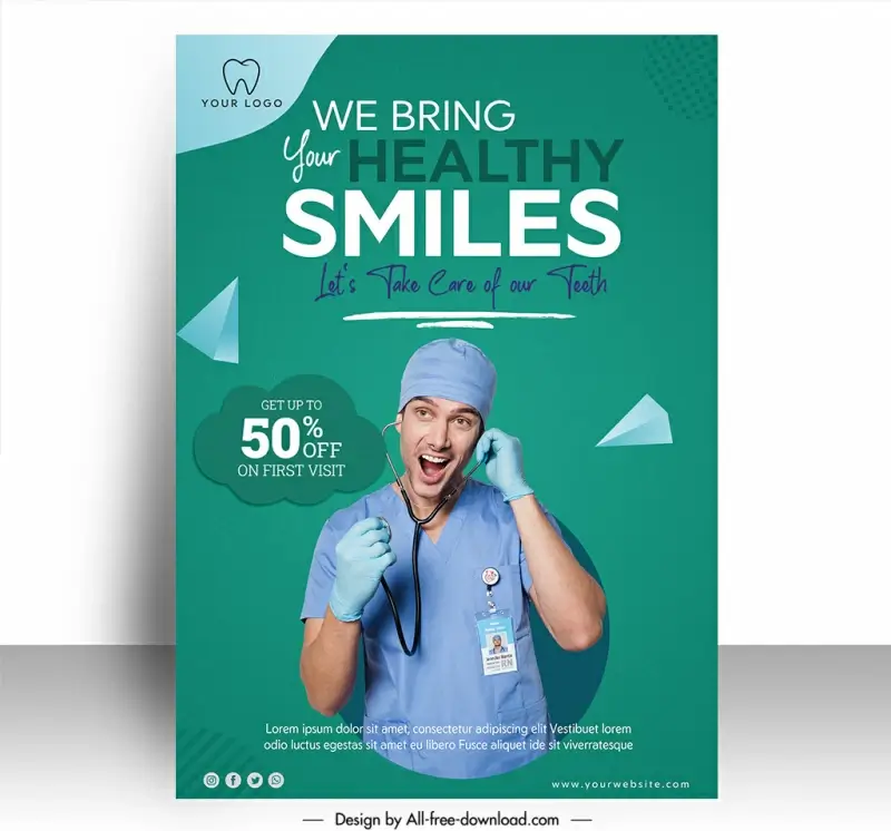  clinic discount banner template funny dynamic realistic 