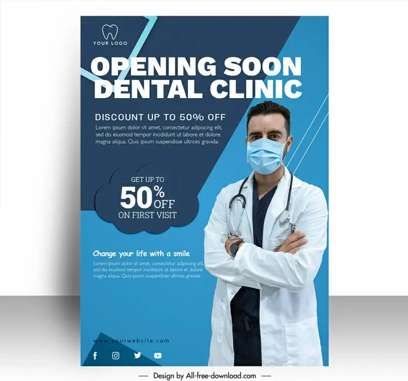  clinic discount poster template elegant modern realistic