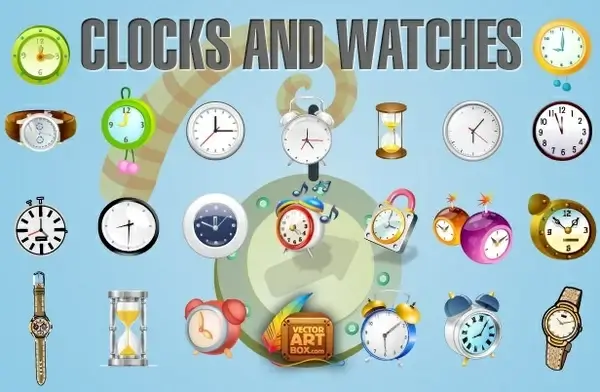 Clocks and Watches Icon Set