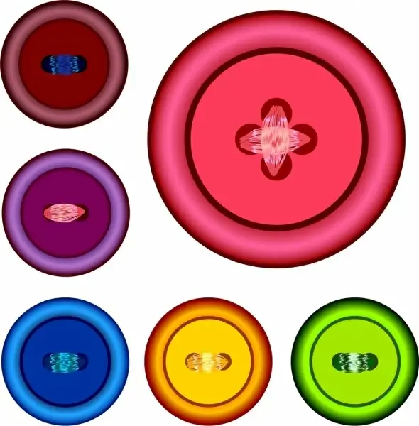 clothes buttons icons collection various colored circles ornament
