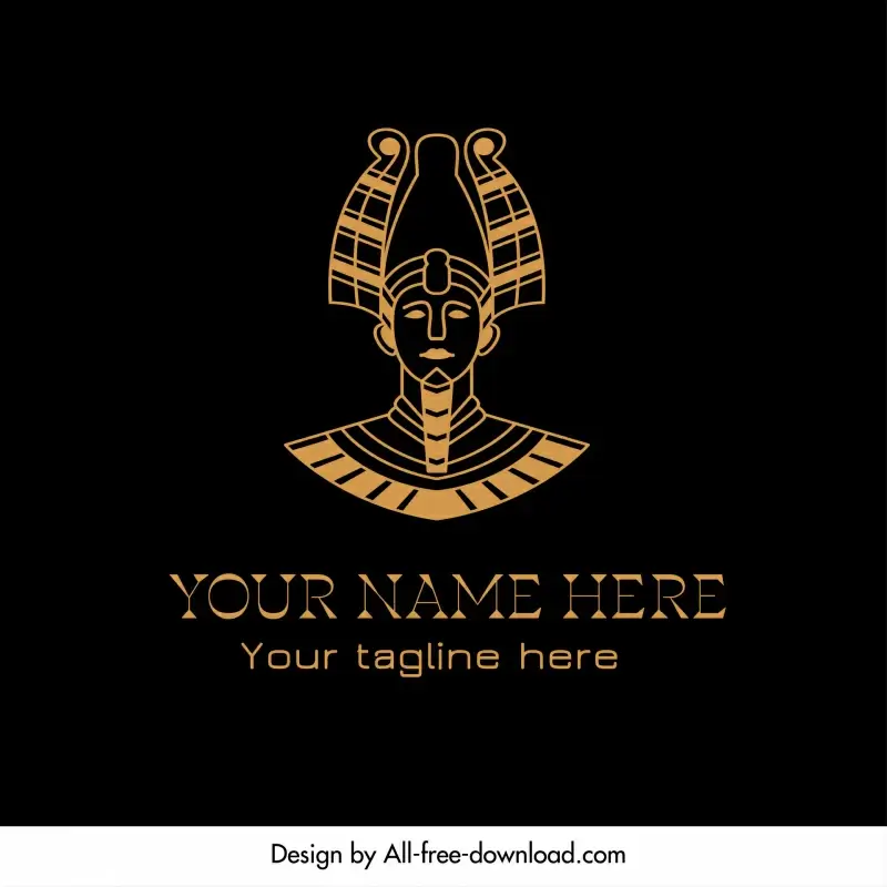 clothing logo ancient egypt pyramid gods luxury template flat dark symmetric pharaoh face sketch