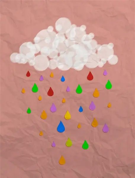 cloud and rain in paper art