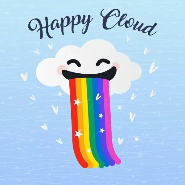 cloud background cute stylized design rainbow decoration