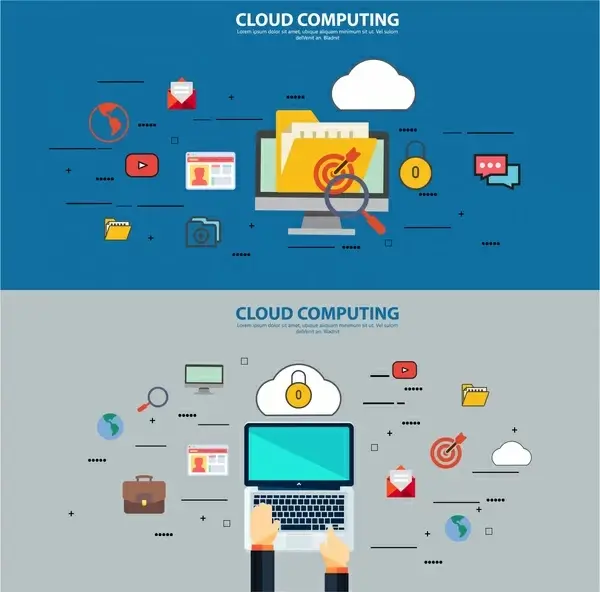 cloud computing concepts illustration with laptop and ui