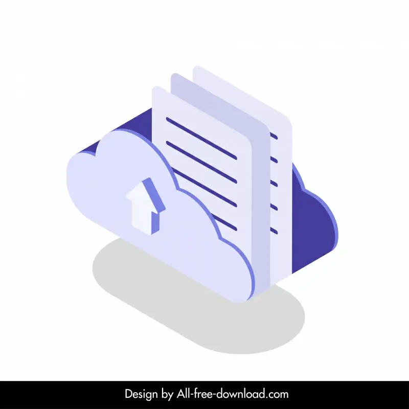 cloud document icon 3d shape sketch