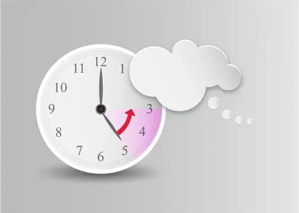 Cloud shaped speech bubble and clock
