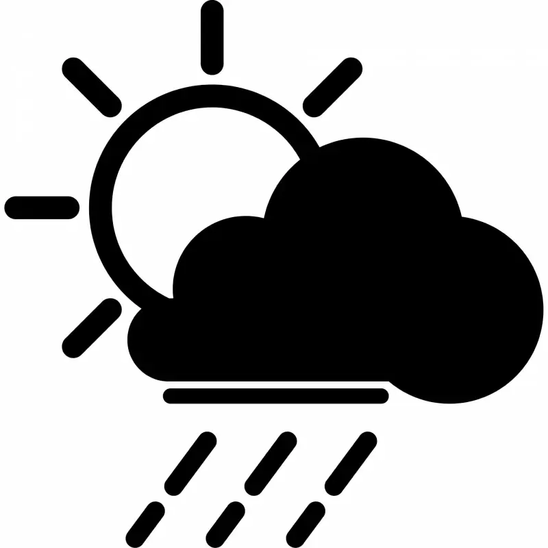 cloud sun rain weather forecast sign icon flat black white outline 