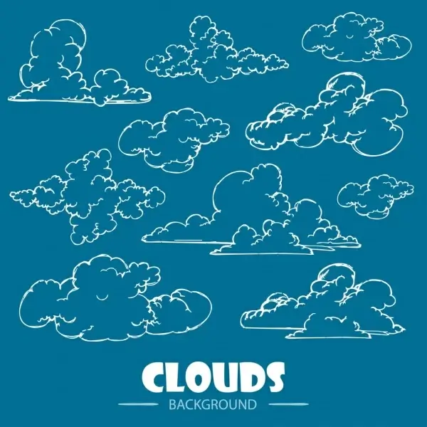 clouds background handdrawn sketch various shapes