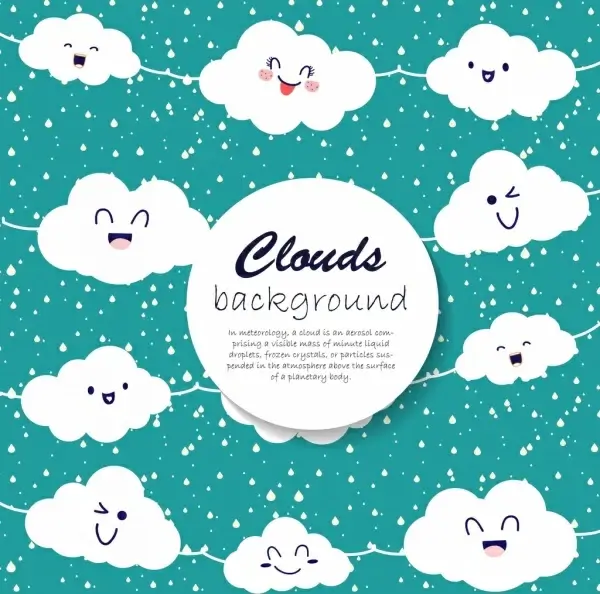 clouds background sweet smiling icons decor