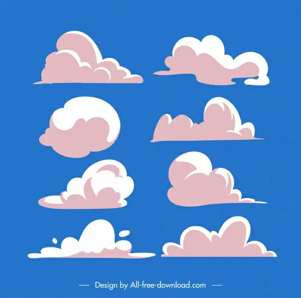 clouds icons classic flat shapes sketch