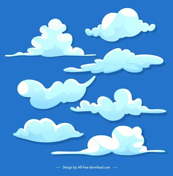 cloudy sky background template colored flat handdrawn design
