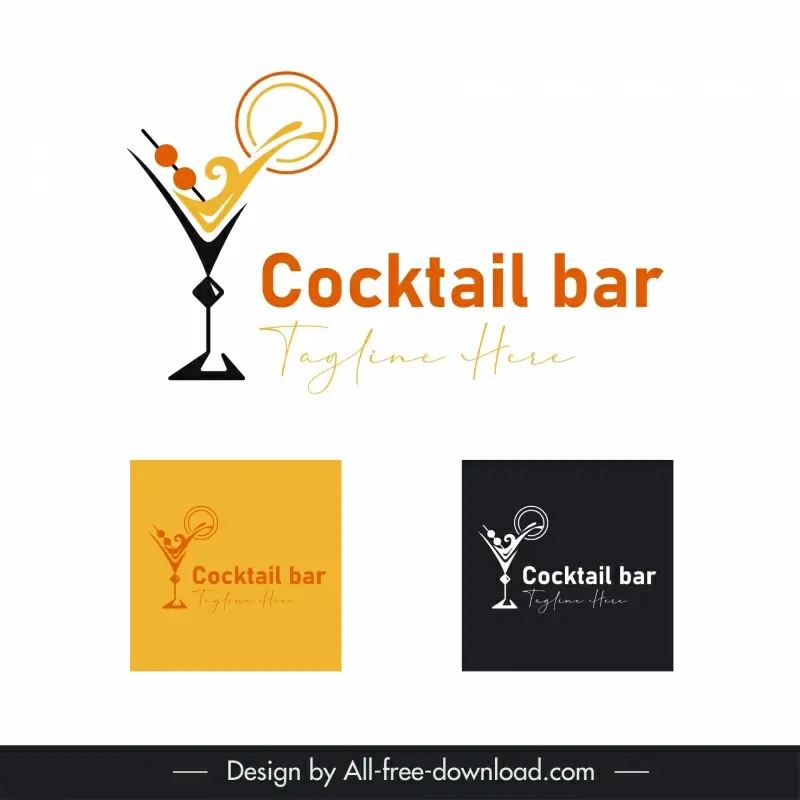 cocktail bar logo template dynamic flat classic