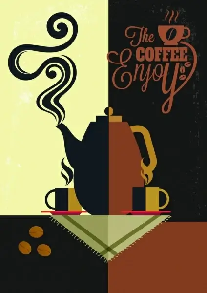 coffee advertising banner pot cup icons classical design