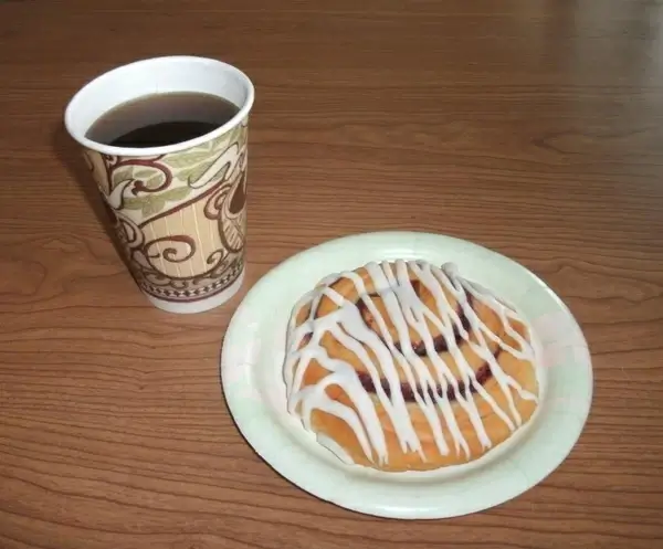 coffee and cinnamon roll