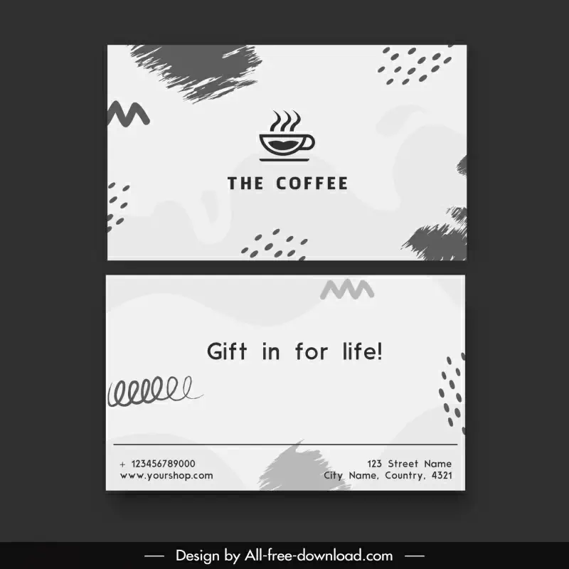 coffee business card template retro handdrawn grungy 
